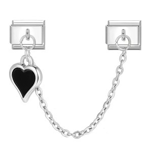 Double hook Italian modular bracelet with heart-shaped pendant chain splicing titanium steel watch strap chain - creative DIY jewelry