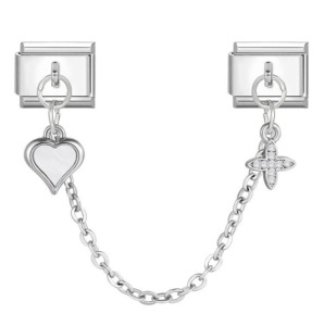 Double hook Italian modular bracelet with heart-shaped pendant chain splicing titanium steel watch strap chain - creative DIY jewelry