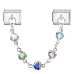 Double hook Italian modular bracelet with heart-shaped pendant chain splicing titanium steel watch strap chain - creative DIY jewelry