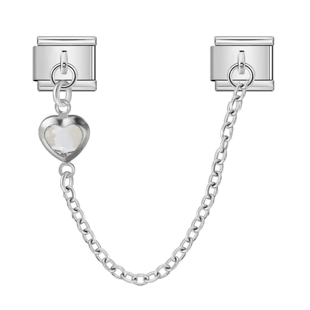 Double hook Italian modular bracelet with heart-shaped pendant chain splicing titanium steel watch strap chain - creative DIY jewelry