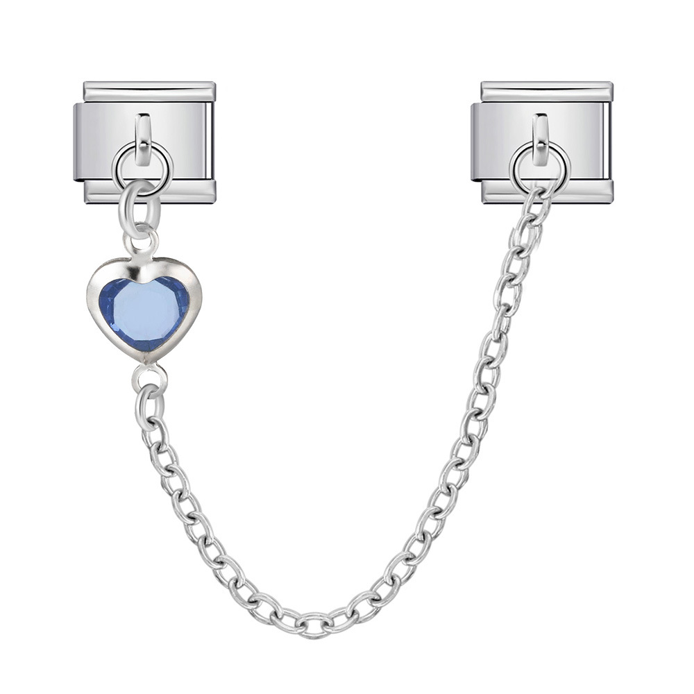Double hook Italian modular bracelet with heart-shaped pendant chain splicing titanium steel watch strap chain - creative DIY jewelry