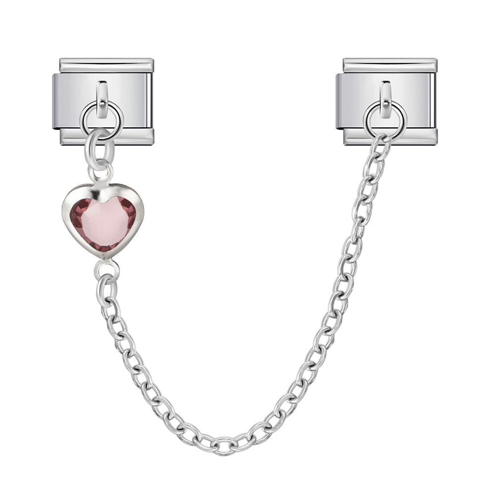 Double hook Italian modular bracelet with heart-shaped pendant chain splicing titanium steel watch strap chain - creative DIY jewelry