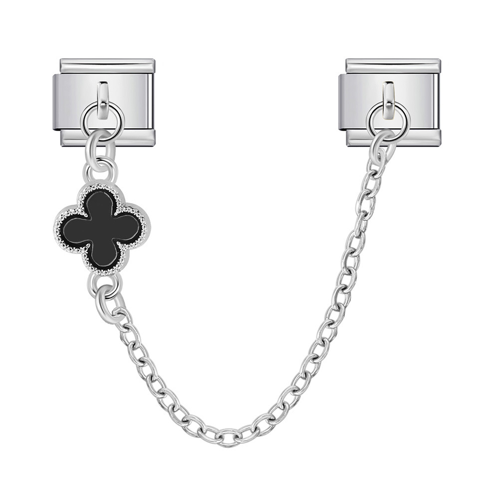 Double hook Italian modular bracelet with heart-shaped pendant chain splicing titanium steel watch strap chain - creative DIY jewelry