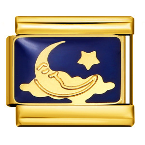 Gold-based, star and moon blue Italian modular bracelet DIY jewelry creative accessory detachable titanium steel watch strap chain