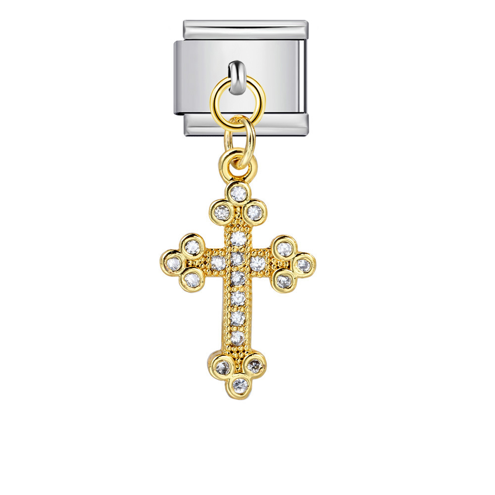 Cross pendant hook style Italian modular bracelet DIY elastic splicing titanium steel watch strap chain accessories