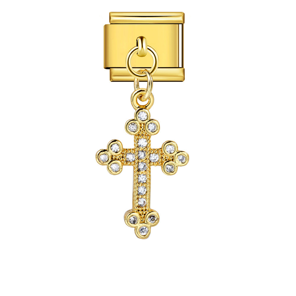 Cross pendant hook style Italian modular bracelet DIY elastic splicing titanium steel watch strap chain accessories