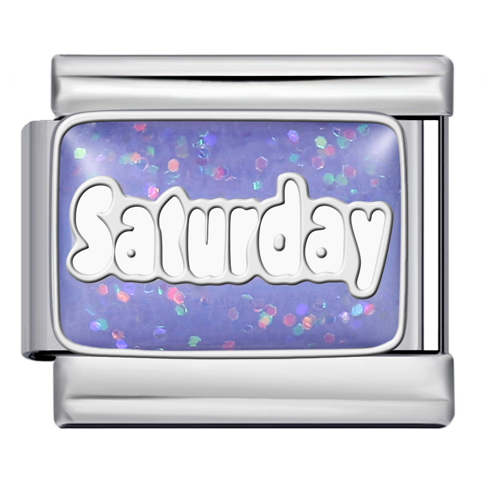 Glitter Series: English Days of the Week, Italian Modular Bracelet, Titanium Steel Welded DIY Splicing Elastic Bracelet