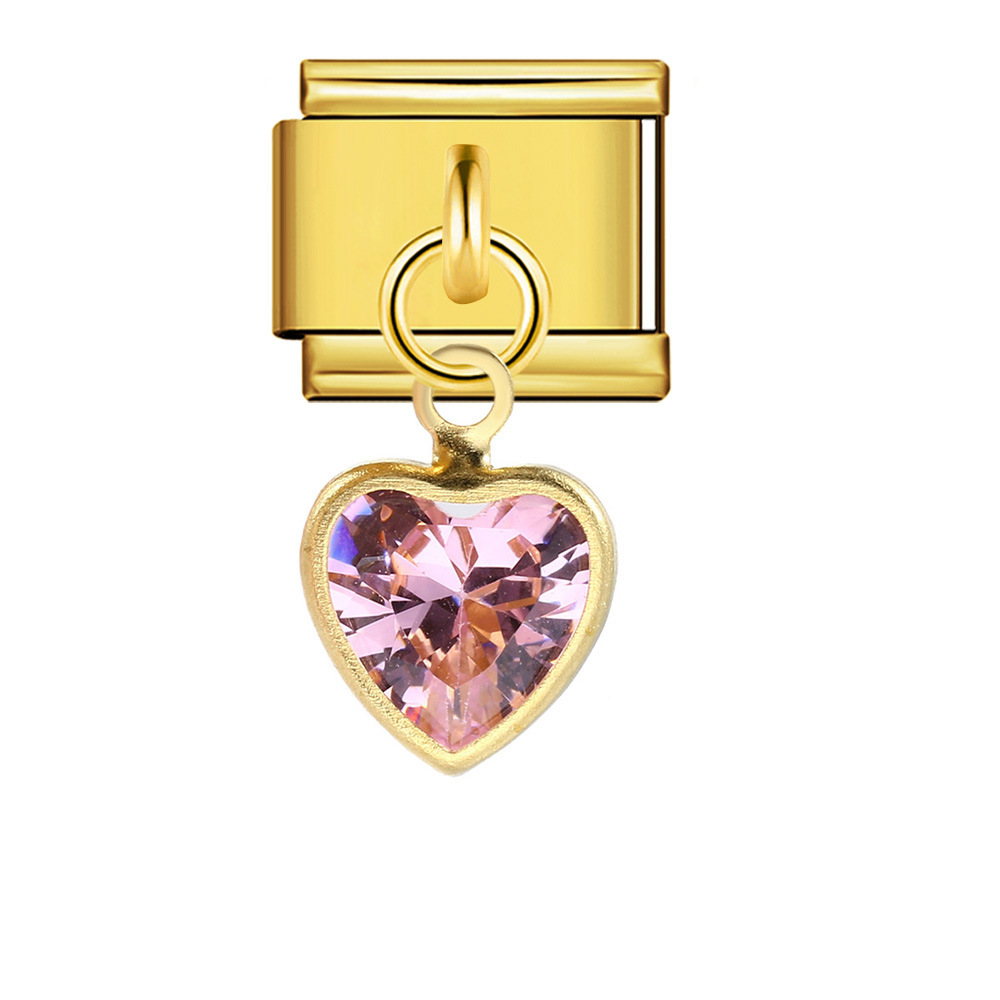 New gold-based heart pendant Italian modular bracelet stainless steel welded DIY elastic watch strap chain wholesale