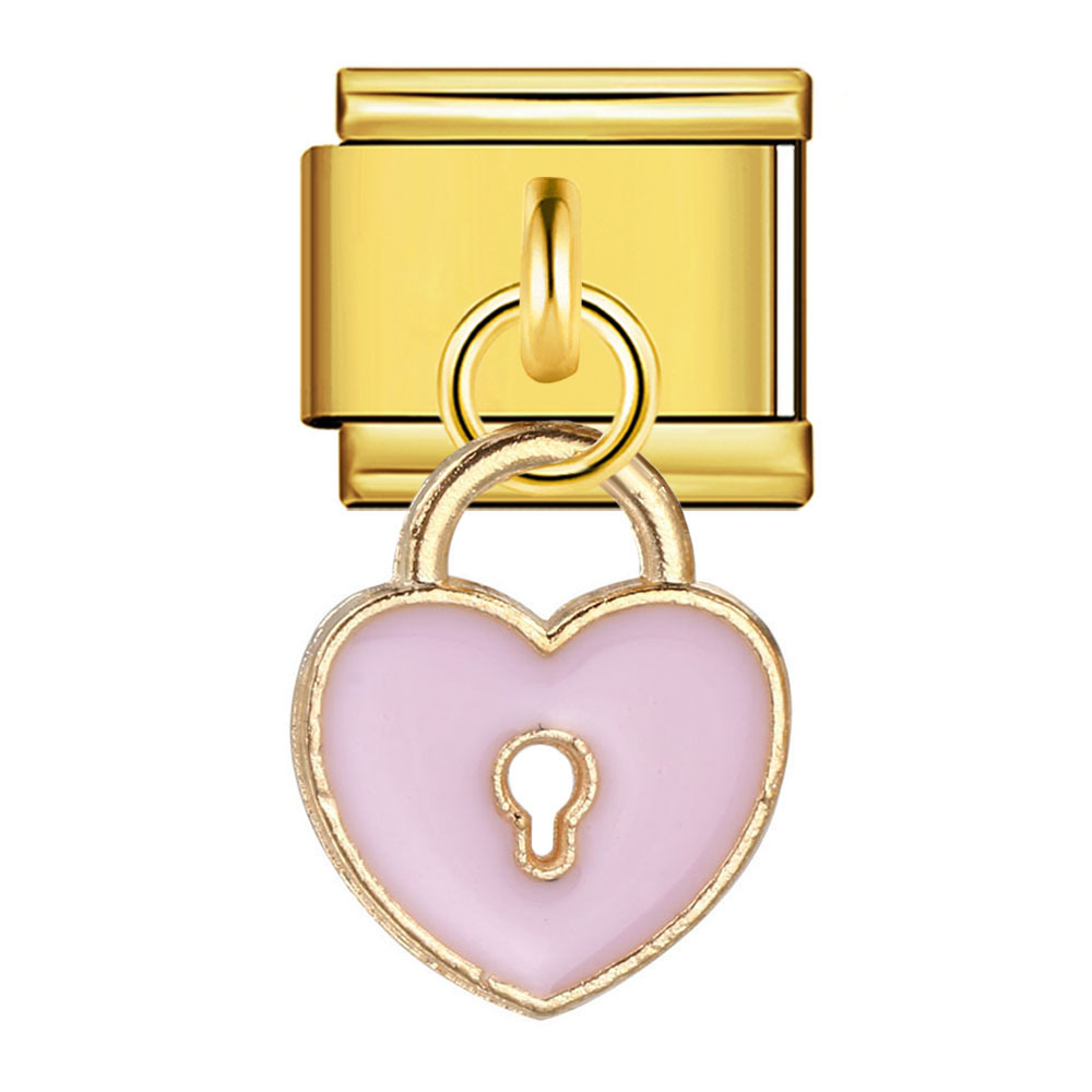 New gold-based heart pendant Italian modular bracelet stainless steel welded DIY elastic watch strap chain wholesale
