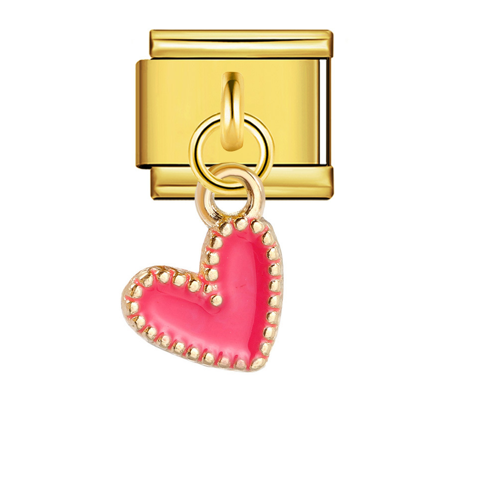 New gold-based heart pendant Italian modular bracelet stainless steel welded DIY elastic watch strap chain wholesale