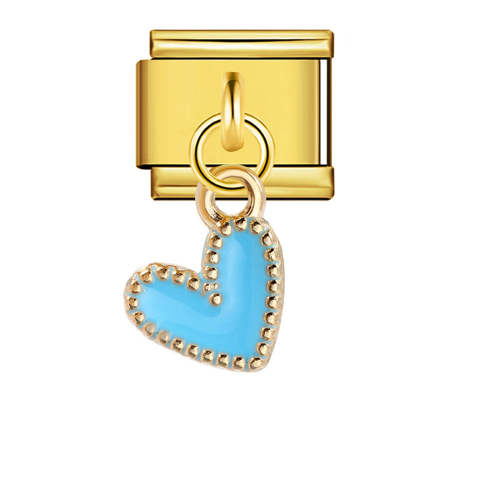 New gold-based heart pendant Italian modular bracelet stainless steel welded DIY elastic watch strap chain wholesale