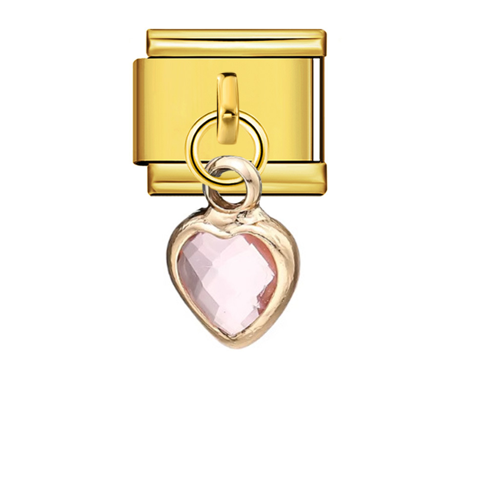 New gold-based heart pendant Italian modular bracelet stainless steel welded DIY elastic watch strap chain wholesale