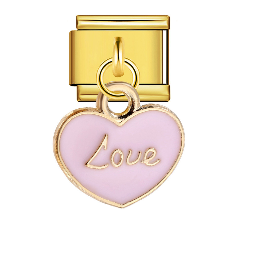 New gold-based heart pendant Italian modular bracelet stainless steel welded DIY elastic watch strap chain wholesale