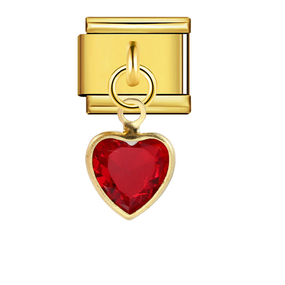 New gold-based heart pendant Italian modular bracelet stainless steel welded DIY elastic watch strap chain wholesale