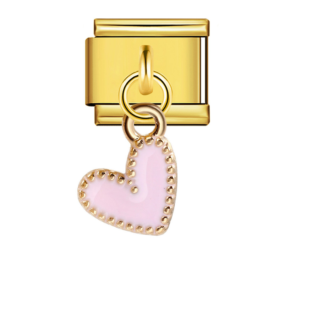 New gold-based heart pendant Italian modular bracelet stainless steel welded DIY elastic watch strap chain wholesale
