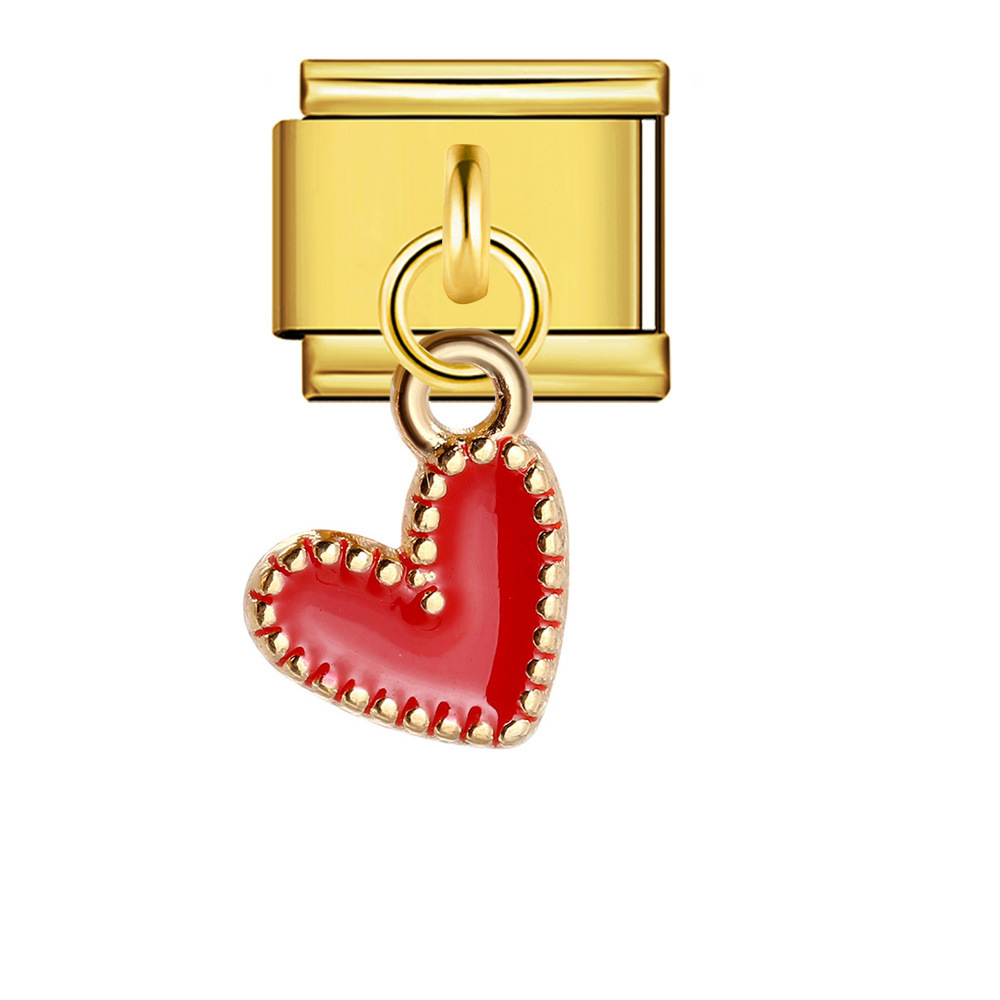 New gold-based heart pendant Italian modular bracelet stainless steel welded DIY elastic watch strap chain wholesale