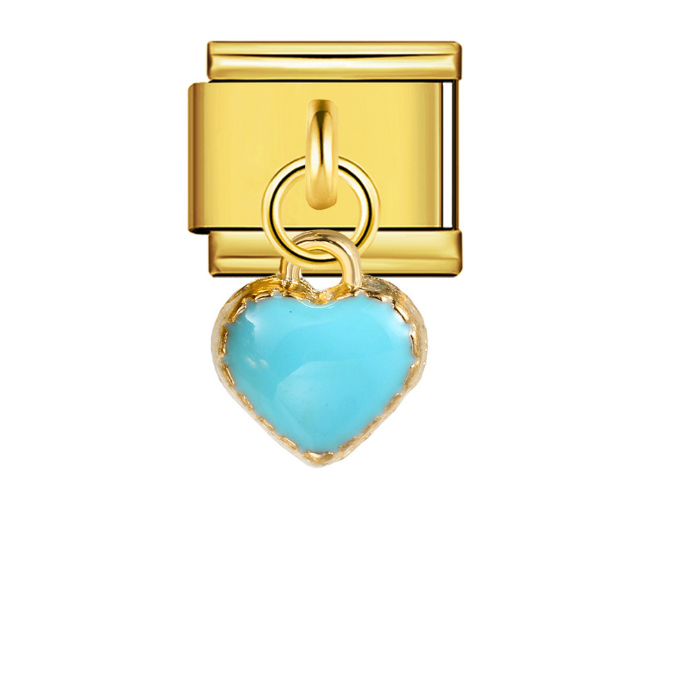 New gold-based heart pendant Italian modular bracelet stainless steel welded DIY elastic watch strap chain wholesale