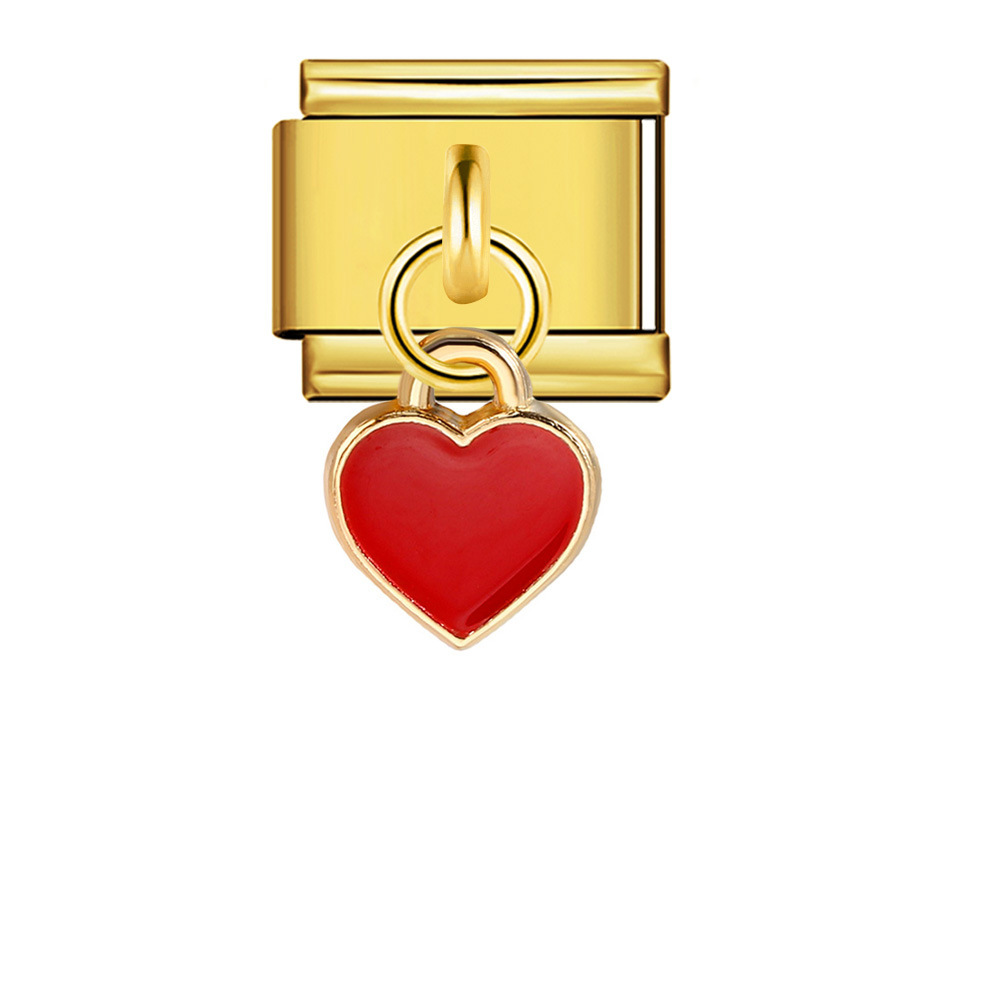 New gold-based heart pendant Italian modular bracelet stainless steel welded DIY elastic watch strap chain wholesale