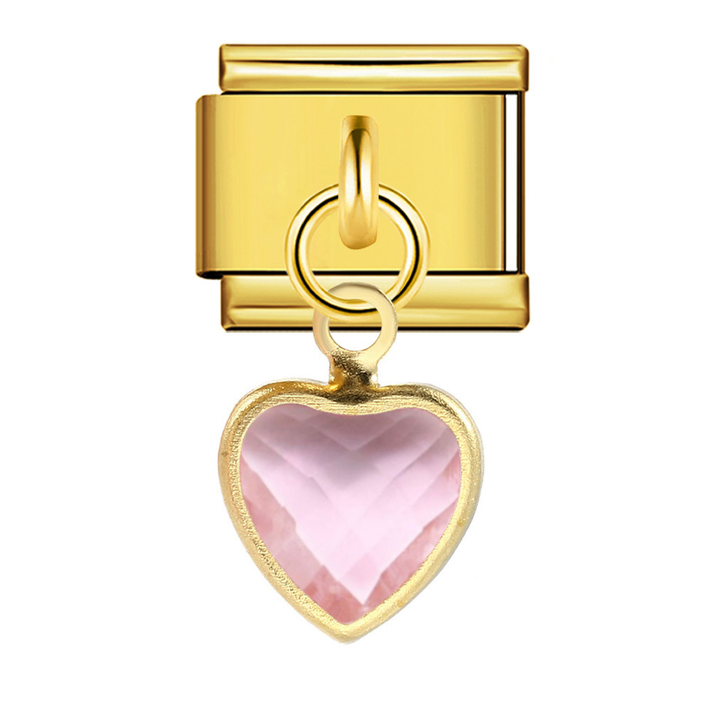 New gold-based heart pendant Italian modular bracelet stainless steel welded DIY elastic watch strap chain wholesale