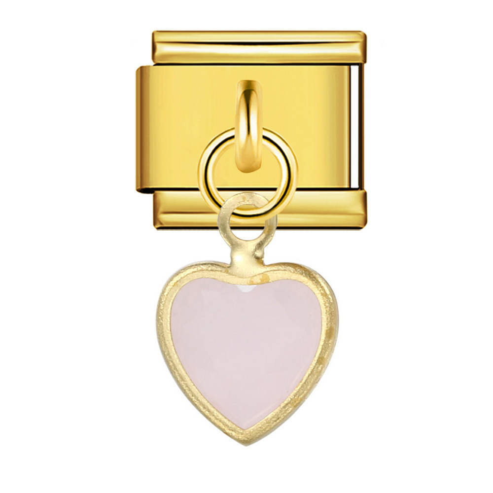New gold-based heart pendant Italian modular bracelet stainless steel welded DIY elastic watch strap chain wholesale