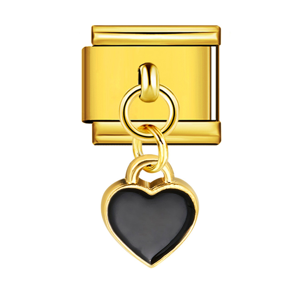 New gold-based heart pendant Italian modular bracelet stainless steel welded DIY elastic watch strap chain wholesale