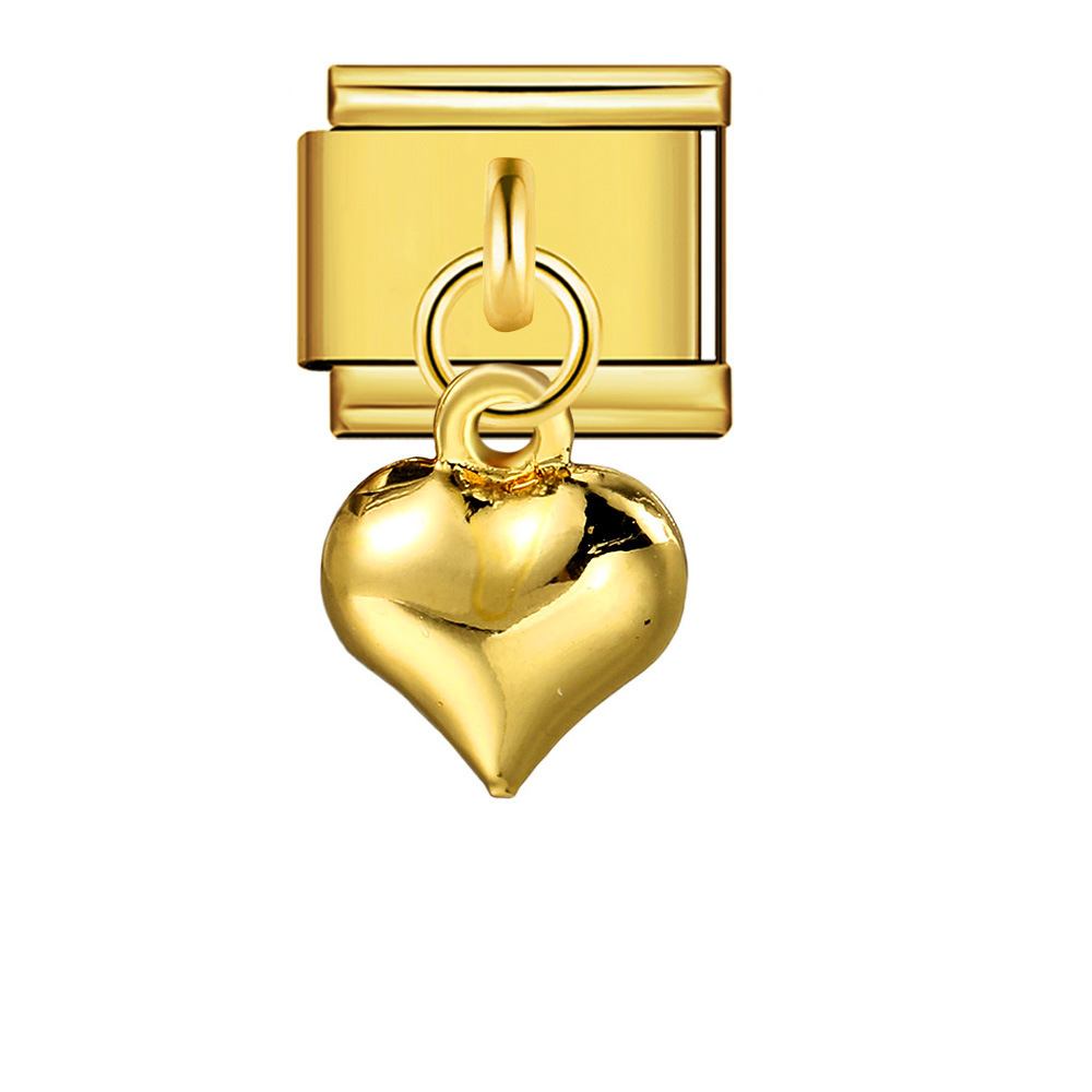 New gold-based heart pendant Italian modular bracelet stainless steel welded DIY elastic watch strap chain wholesale
