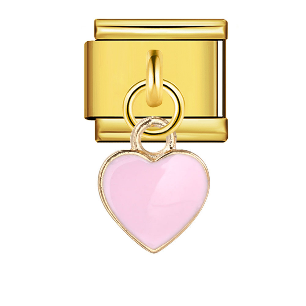 New gold-based heart pendant Italian modular bracelet stainless steel welded DIY elastic watch strap chain wholesale