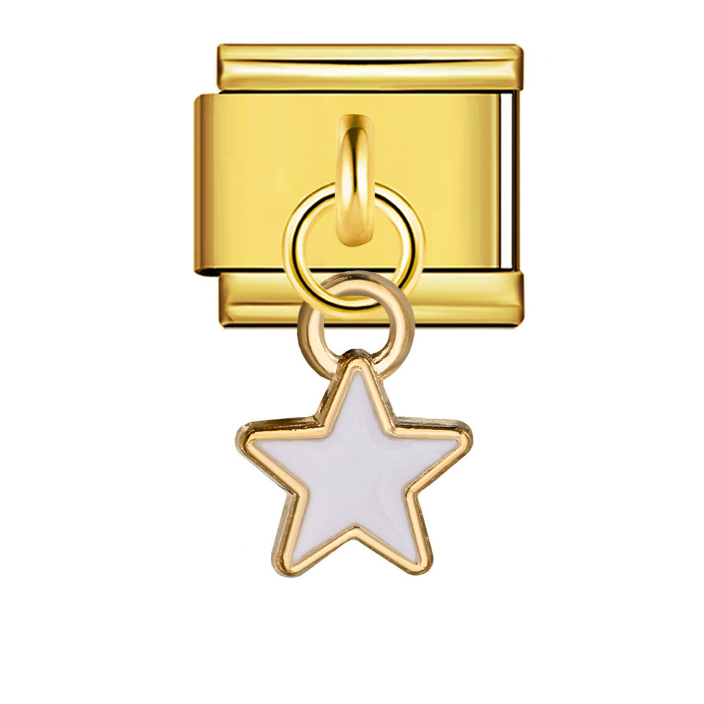 New Star and Moon Series Pendant Italian Modular Bracelet with Single Hook, Titanium Steel Elastic Composite Strap Chain