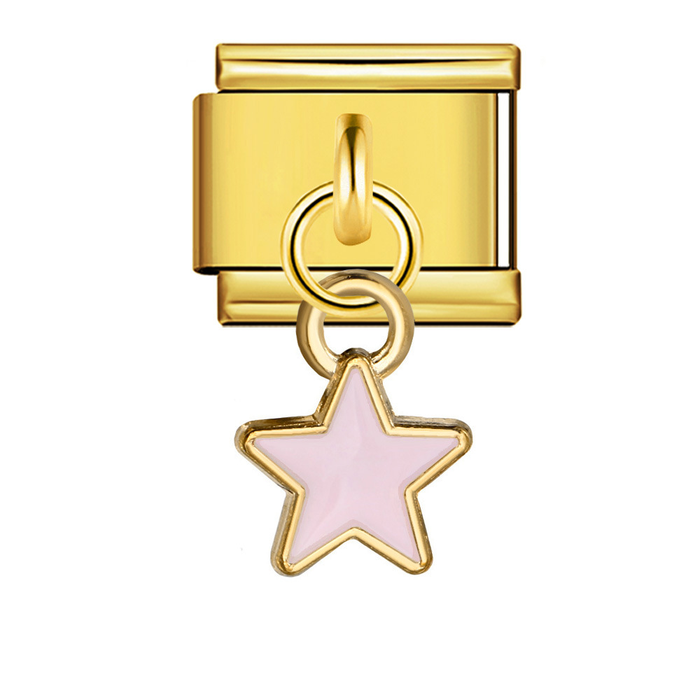 New Star and Moon Series Pendant Italian Modular Bracelet with Single Hook, Titanium Steel Elastic Composite Strap Chain