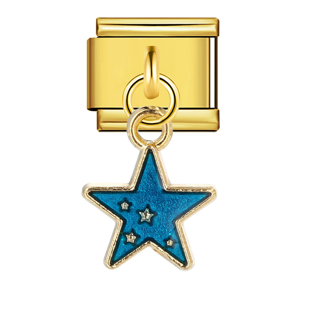 New Star and Moon Series Pendant Italian Modular Bracelet with Single Hook, Titanium Steel Elastic Composite Strap Chain