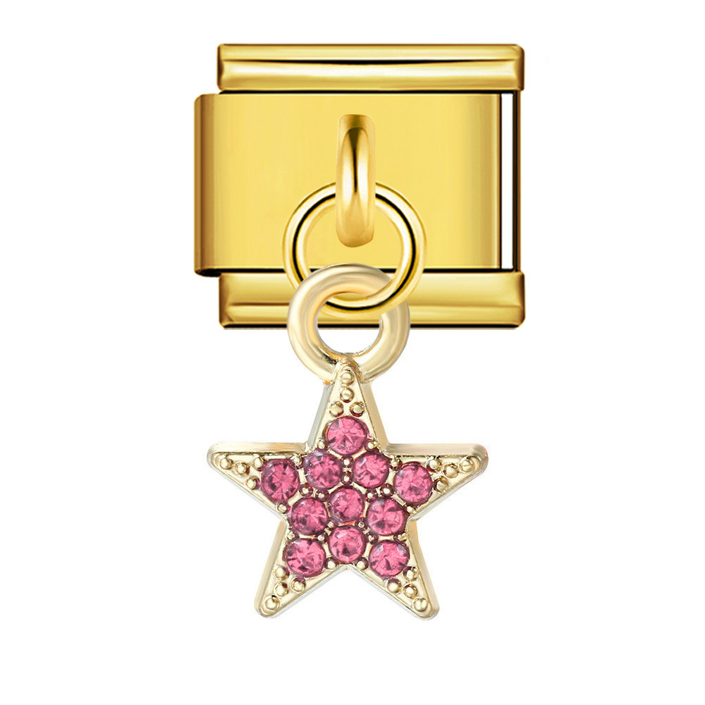 New Star and Moon Series Pendant Italian Modular Bracelet with Single Hook, Titanium Steel Elastic Composite Strap Chain