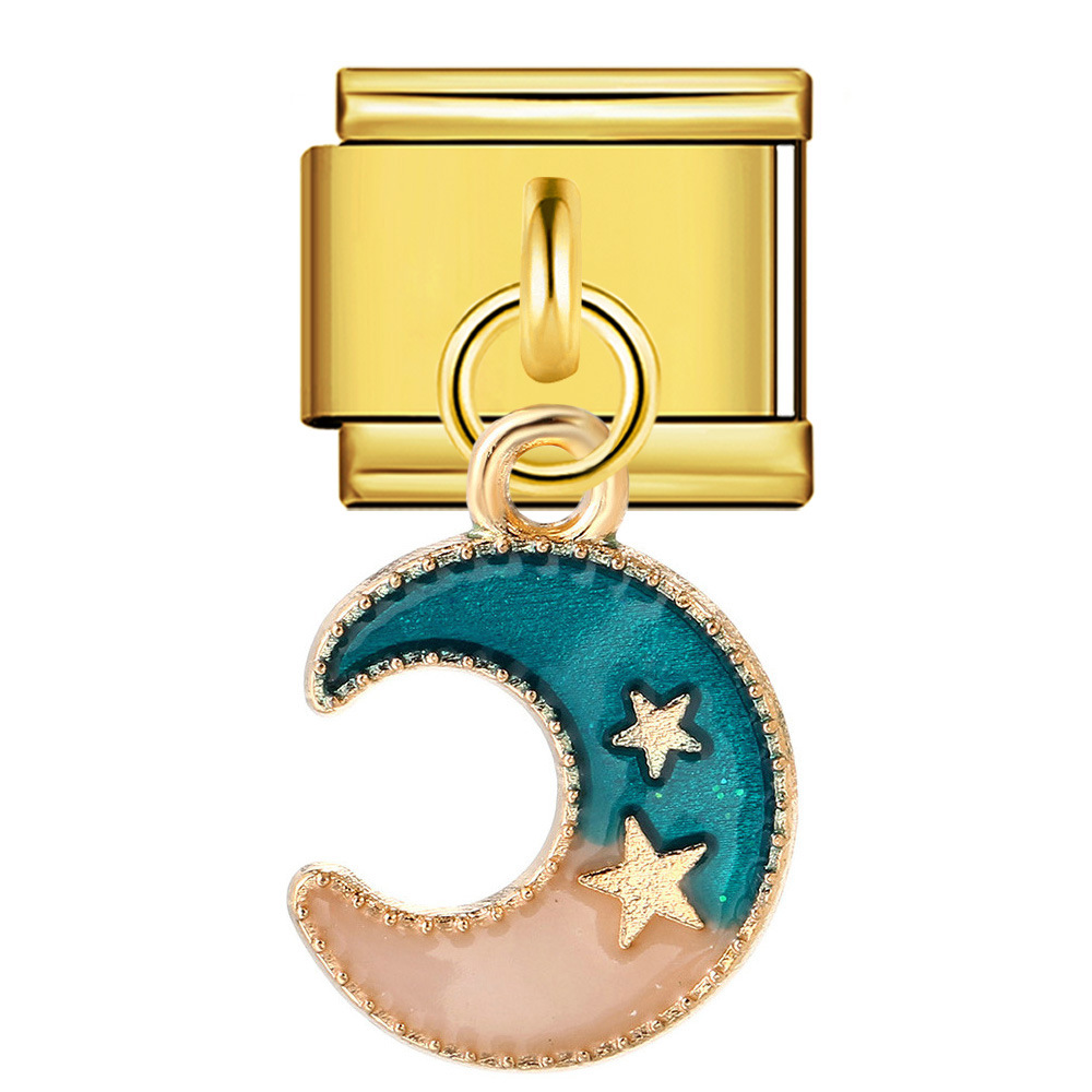 New Star and Moon Series Pendant Italian Modular Bracelet with Single Hook, Titanium Steel Elastic Composite Strap Chain