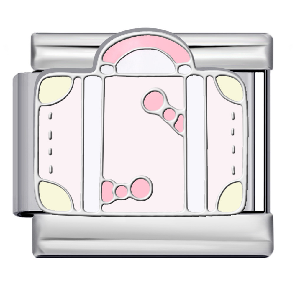 New cute cartoon pattern Italian modular bracelet titanium steel gold-plated welded DIY watch strap chain bangle