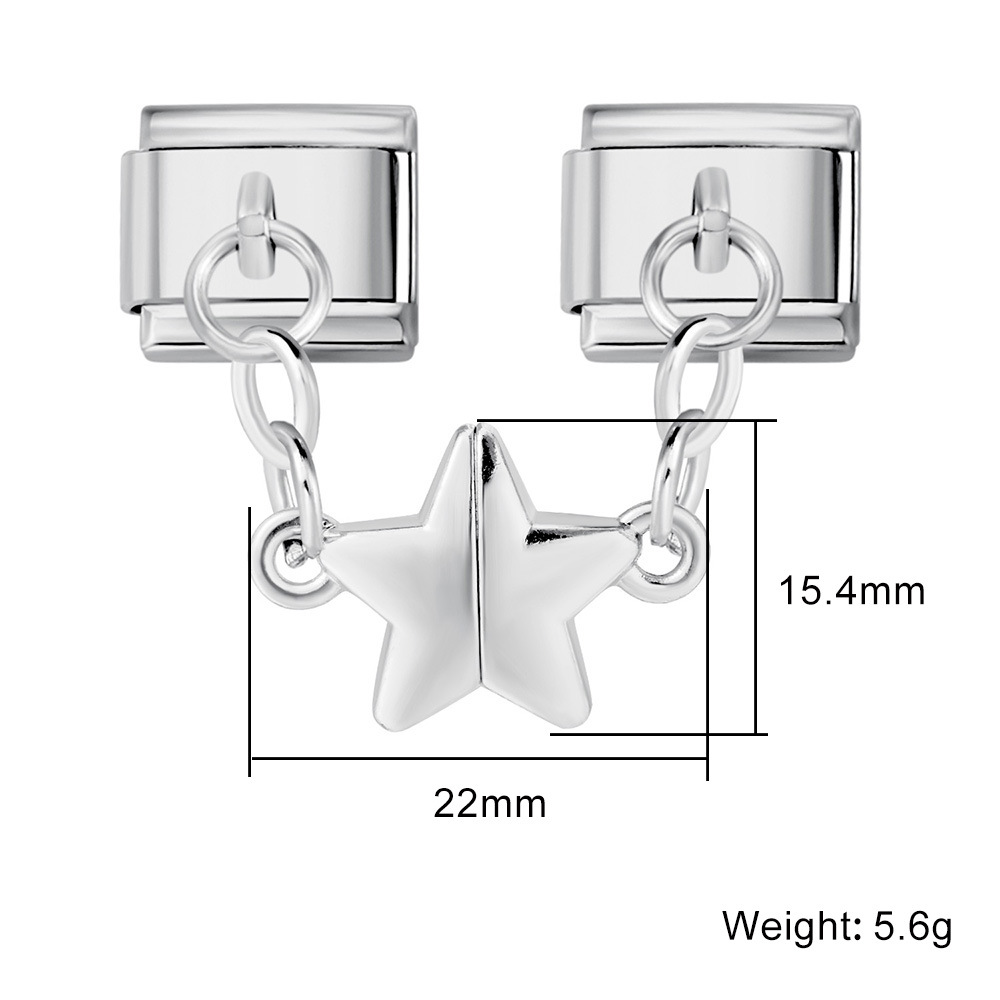 Hot-selling new magnetic five-pointed star Italian modular bracelet with titanium steel double hooks, DIY free splicing bracelet