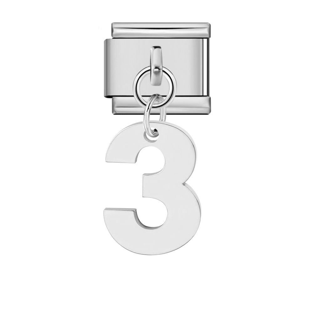 Single-digit Italian modular bracelet with stainless steel hook pendant, DIY elastic bangle accessory.