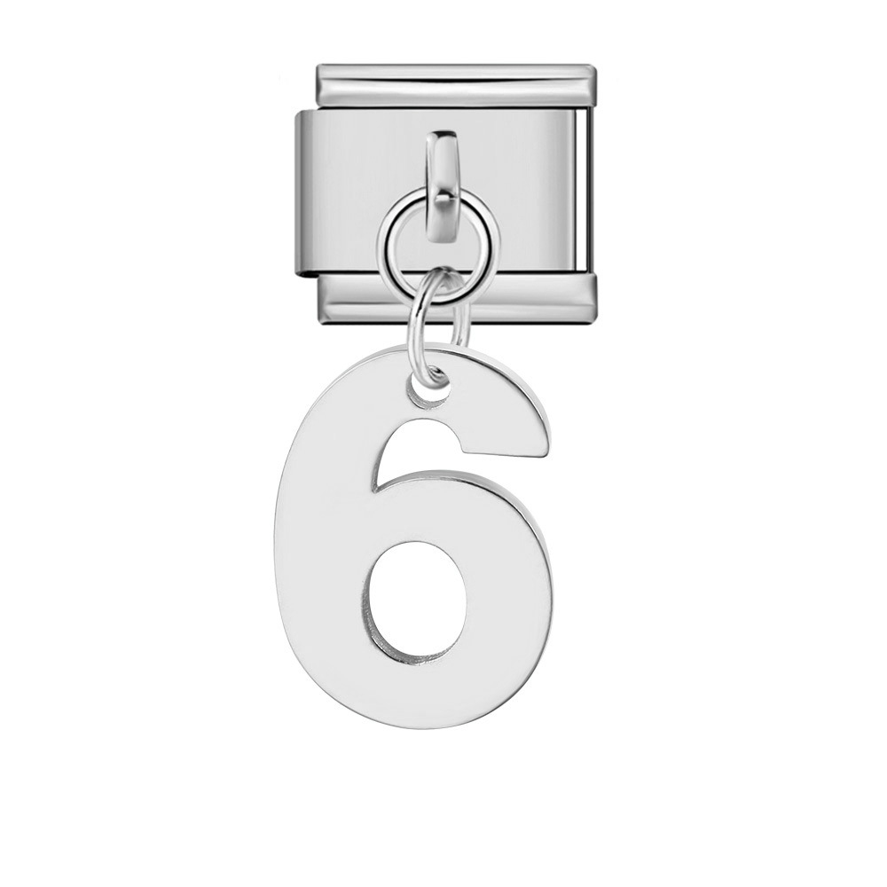 Single-digit Italian modular bracelet with stainless steel hook pendant, DIY elastic bangle accessory.