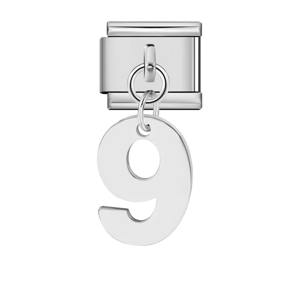 Single-digit Italian modular bracelet with stainless steel hook pendant, DIY elastic bangle accessory.