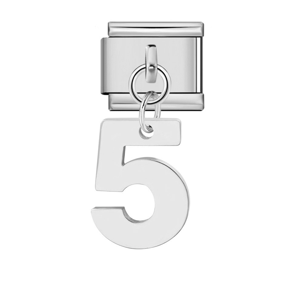Single-digit Italian modular bracelet with stainless steel hook pendant, DIY elastic bangle accessory.