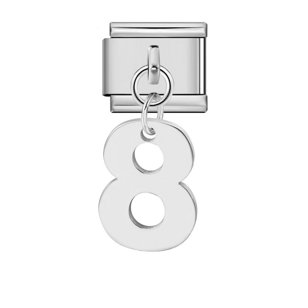 Single-digit Italian modular bracelet with stainless steel hook pendant, DIY elastic bangle accessory.