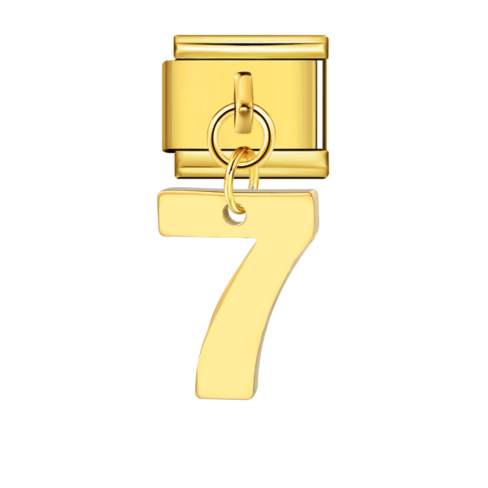 Single-digit Italian modular bracelet with stainless steel hook pendant, DIY elastic bangle accessory.