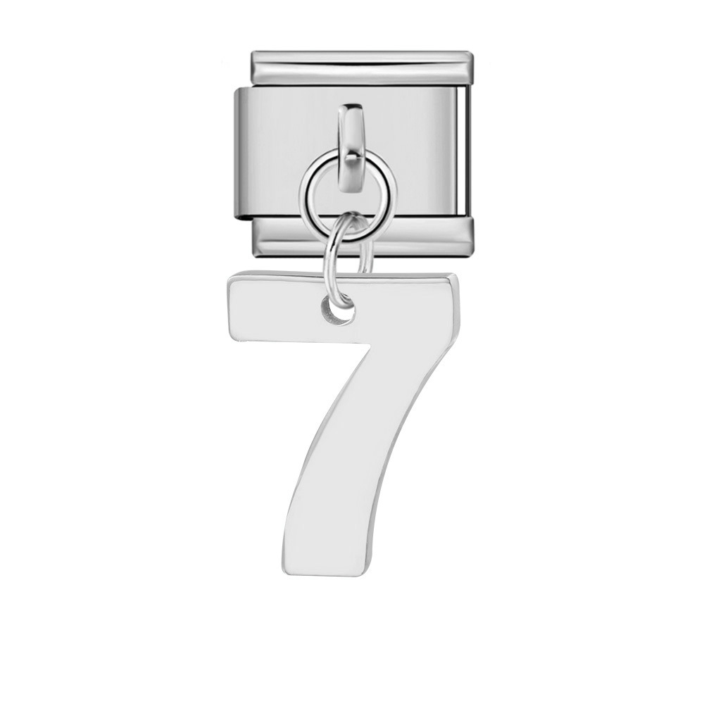 Single-digit Italian modular bracelet with stainless steel hook pendant, DIY elastic bangle accessory.