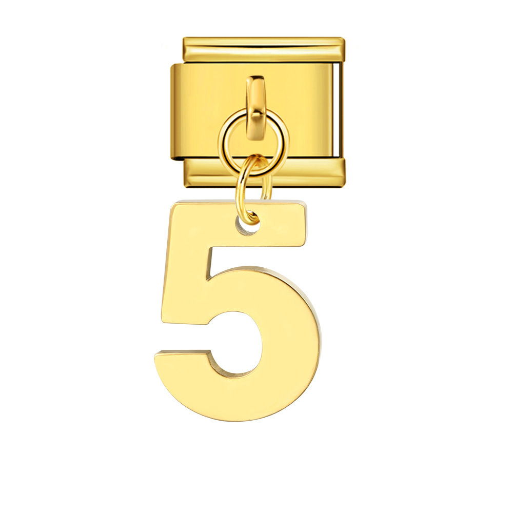 Single-digit Italian modular bracelet with stainless steel hook pendant, DIY elastic bangle accessory.