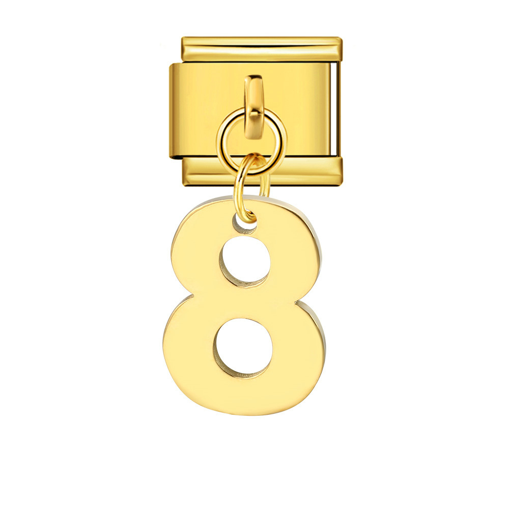 Single-digit Italian modular bracelet with stainless steel hook pendant, DIY elastic bangle accessory.