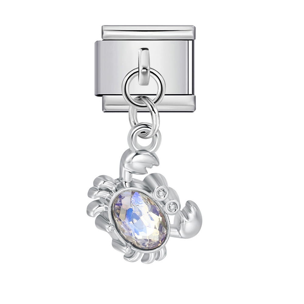 Cute silver pendant Italian modular bracelet hook DIY titanium steel micro-inlaid zircon elastic splicing watch strap chain
