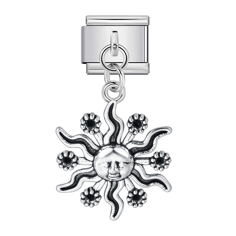Cute silver pendant Italian modular bracelet hook DIY titanium steel micro-inlaid zircon elastic splicing watch strap chain