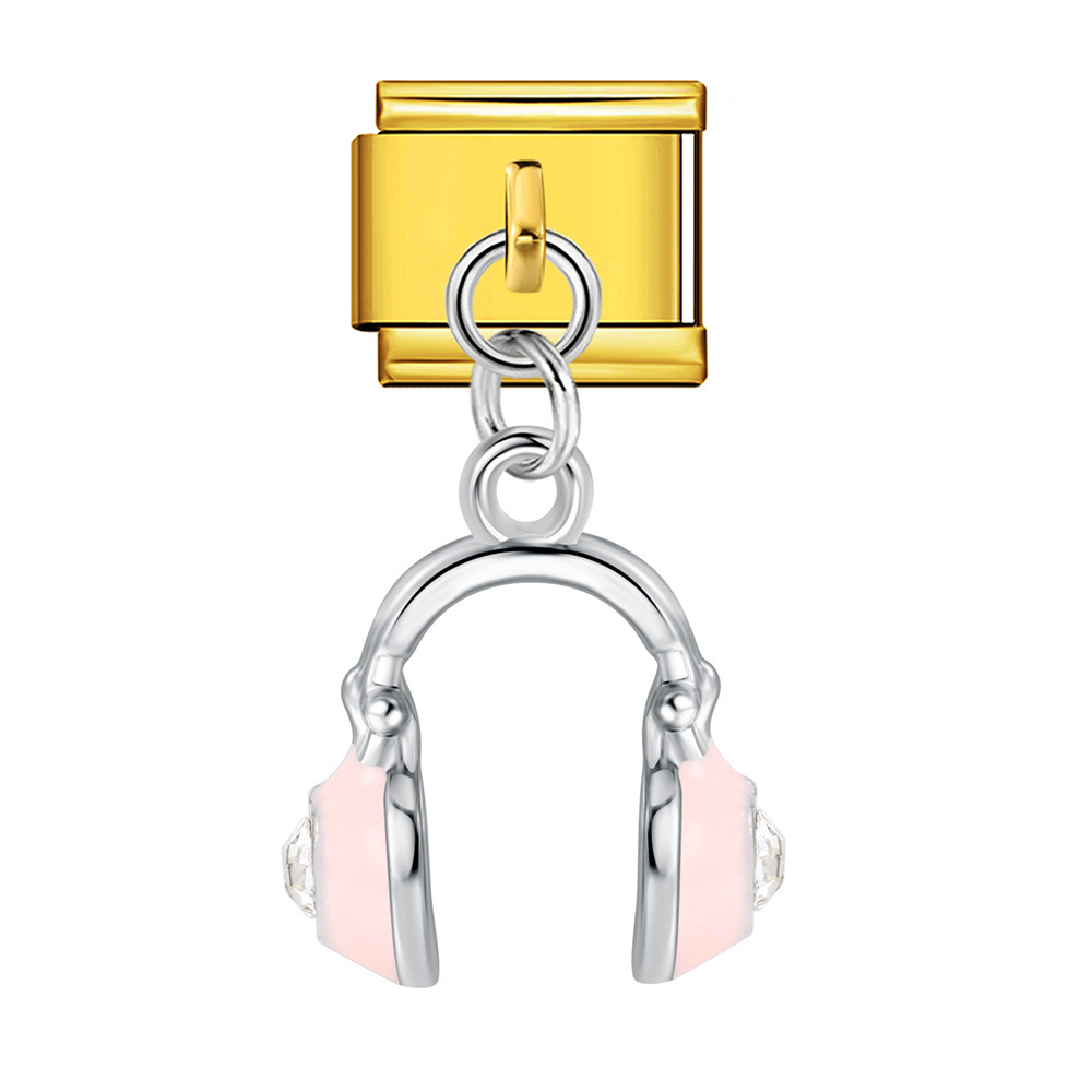 Cute silver pendant Italian modular bracelet hook DIY titanium steel micro-inlaid zircon elastic splicing watch strap chain