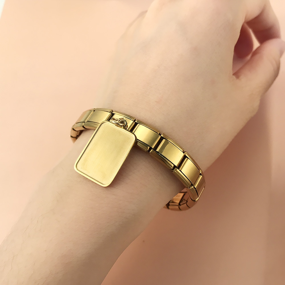 Cross-border hot-selling square pendant, double-sided laser engraving, image making, lettering DIY Italian modular bracelet
