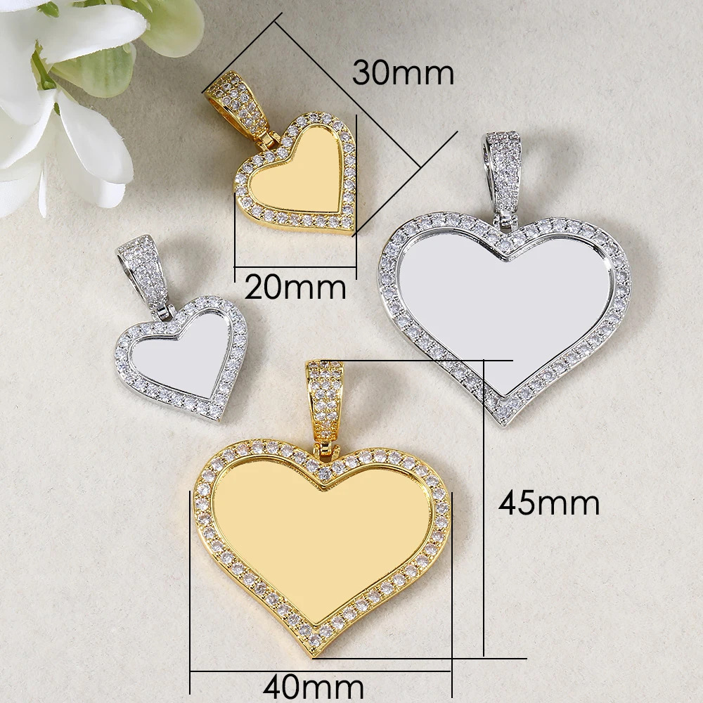 New micro-painted zircon heart-shaped pendant, DIY personalized photo necklace, birthday gift.