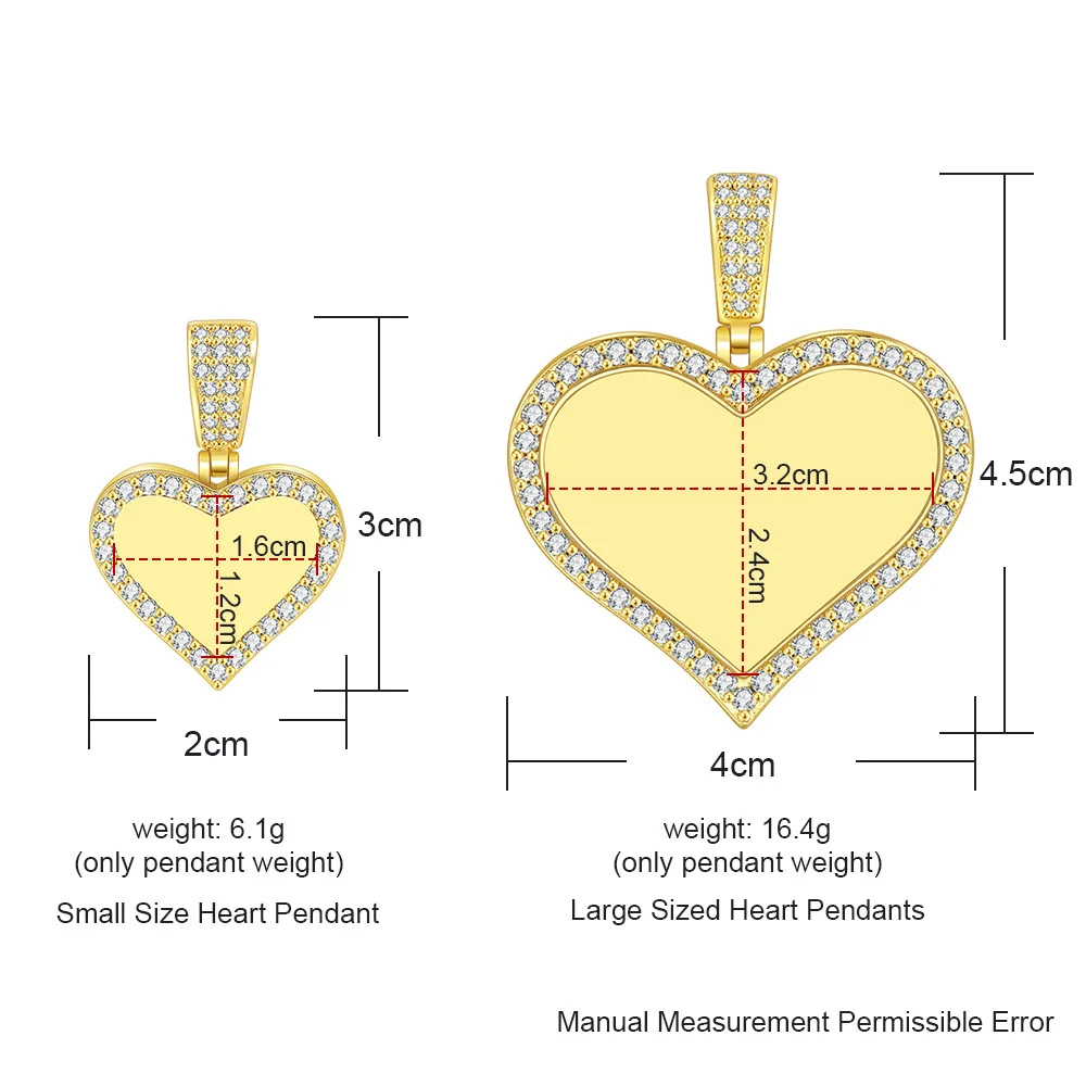 New micro-painted zircon heart-shaped pendant, DIY personalized photo necklace, birthday gift.