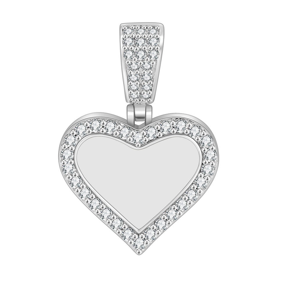 New micro-painted zircon heart-shaped pendant, DIY personalized photo necklace, birthday gift.